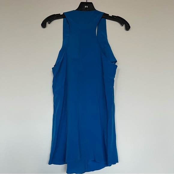 Olivaceous Bright Blue Silk Rhinestone Ruffle Tank - Picture 2 of 4